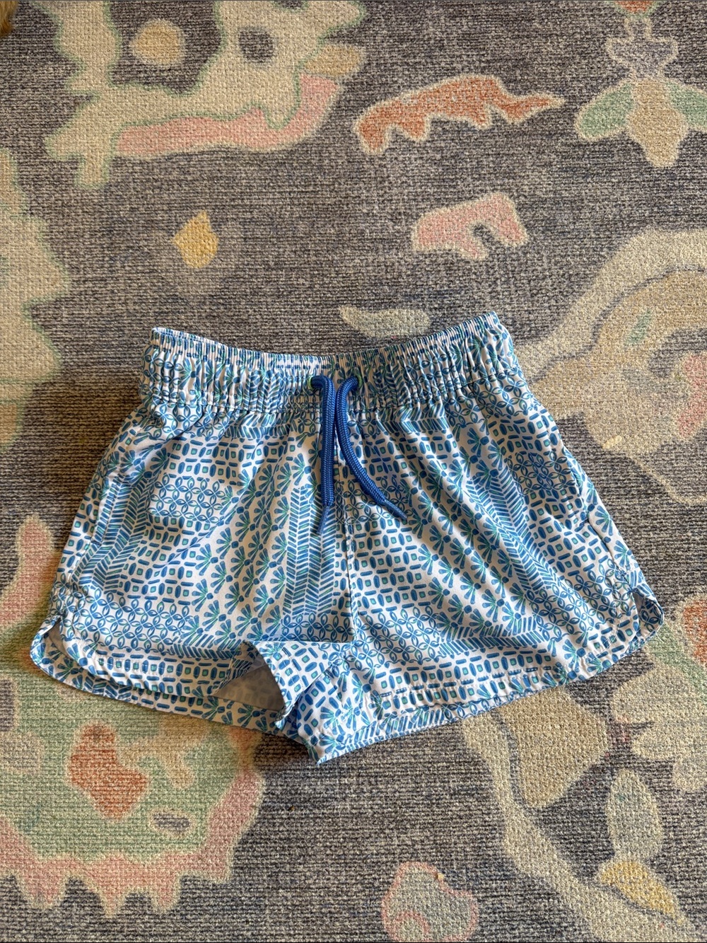 Vineyard Vines Blue and Green Patterned Swim Trunks